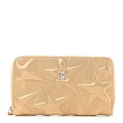 chanel gold embossed star wallet zip around|CHANEL Metallic Lambskin Star Embossed Medium Zip Around .